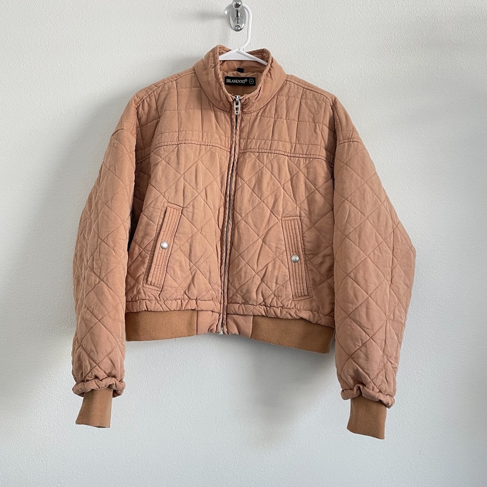 BlankNYC Quilted Women‎ M Beige Short Full Zip Casual Capsule Outdoors Boho - Picture 8 of 14